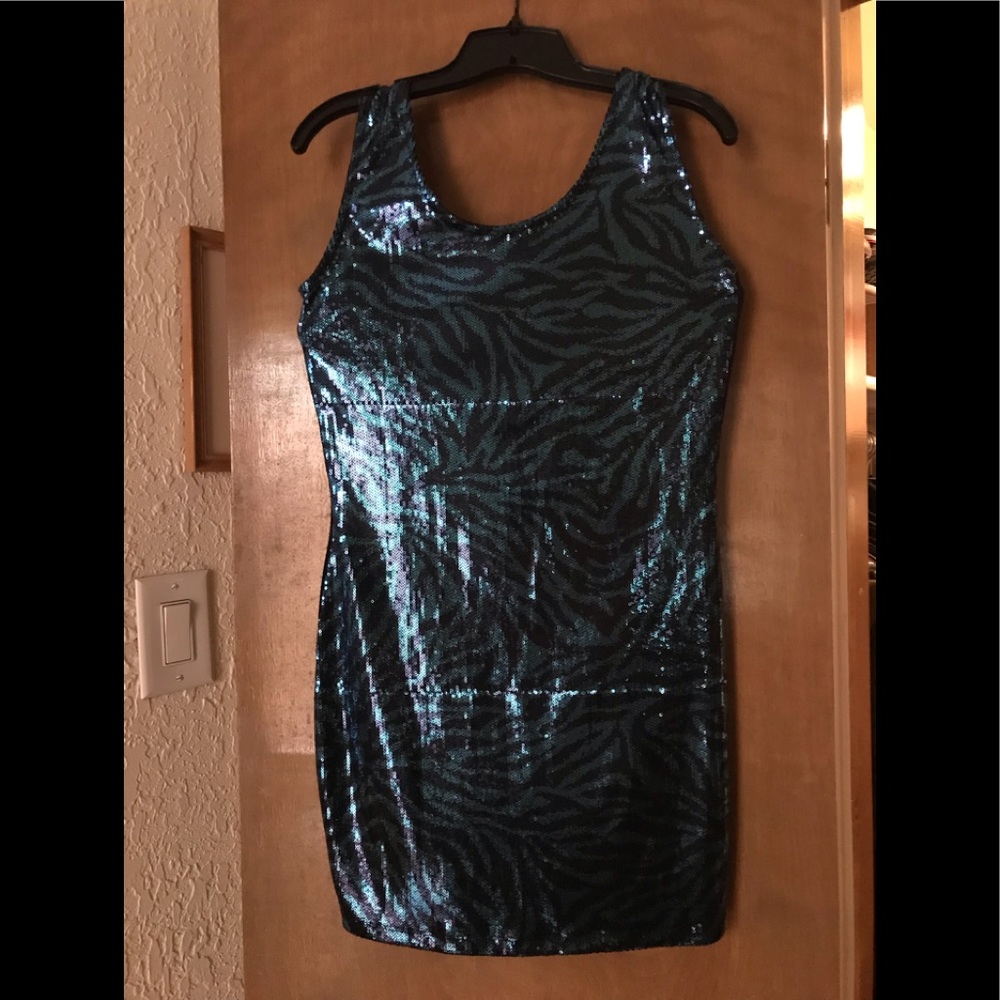 Black Blue Sequin Dress